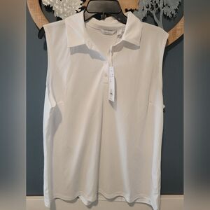 Lady Hagen White Sleeveless Button Down Shirt. NWT. sz Xxl